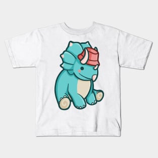 Cute Triceratops with Bucket Hat, Dino, Dinosaur Kids T-Shirt